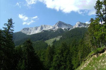 Mountain hiking tour to mountain Guffert in Tyrol, Austria