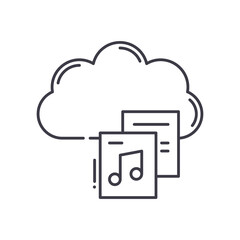 Cloud service icon, linear isolated illustration, thin line vector, web design sign, outline concept symbol with editable stroke on white background.