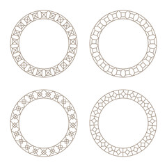 Set of round frames with geometric pattern