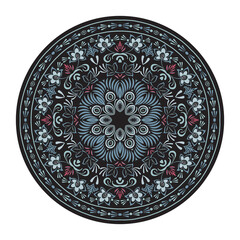Round ornamental pattern. Insulated decorative element for card design, t-shirt printing, ceramic tiles and plates