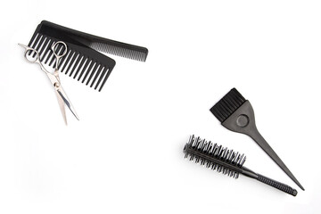 Hairdressing tools on a white background