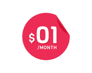 $1 Dollar Month. 1 USD Monthly sticker