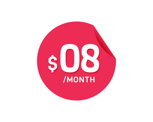 $8 Dollar Month. 8 USD Monthly sticker