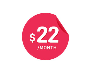 $22 Dollar Month. 22 USD Monthly sticker