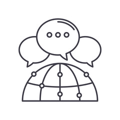 Communication icon, linear isolated illustration, thin line vector, web design sign, outline concept symbol with editable stroke on white background.