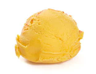 mango ice cream isolated on white - 393069811