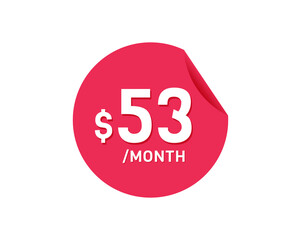 $53 Dollar Month. 53 USD Monthly sticker