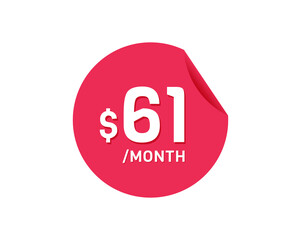 $61 Dollar Month. 61 USD Monthly sticker
