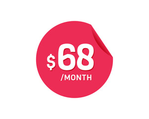 $68 Dollar Month. 68 USD Monthly sticker