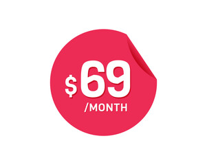 $69 Dollar Month. 69 USD Monthly sticker
