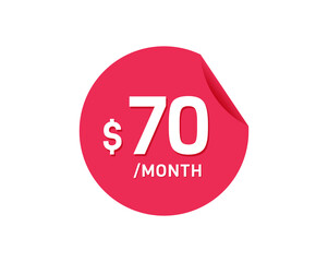 $70 Dollar Month. 70 USD Monthly sticker