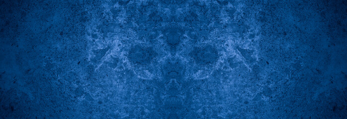 Old wall pattern texture cement blue dark abstract  blue color design are light with black gradient background.