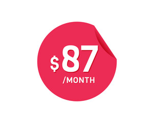 $87 Dollar Month. 87 USD Monthly sticker