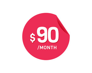 $90 Dollar Month. 90 USD Monthly sticker