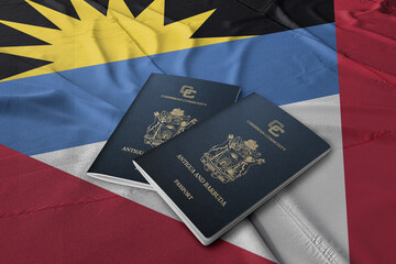 Antigua and Barbuda passport on its flag