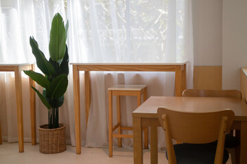 Table and seat in co-working space