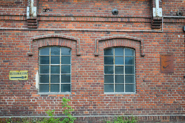 brick wall with windows
