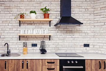 Spacious kitchen in rustic style