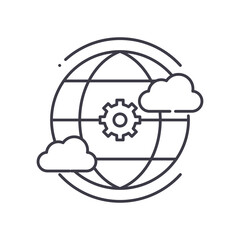 Cloud network image icon, linear isolated illustration, thin line vector, web design sign, outline concept symbol with editable stroke on white background.