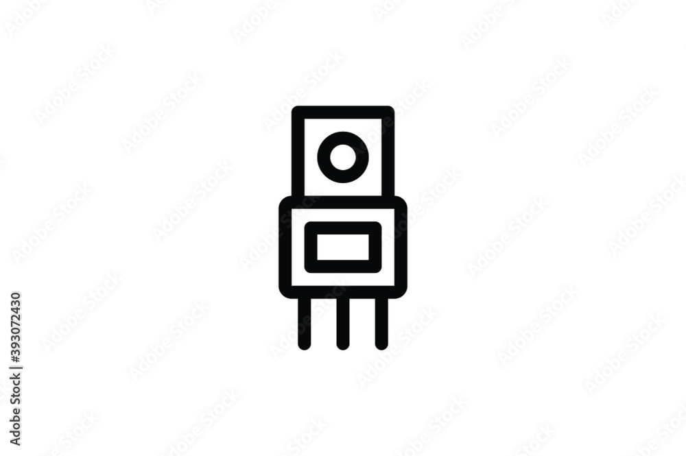 Sticker electrician outline icon - transistor