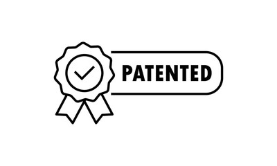 Patented icon. Patented product award icon. Registered intellectual property, patent license certificate submission. Vector on isolated white background. EPS 10