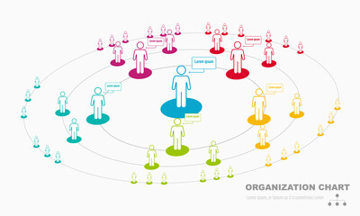 Corporate organisation chart with business people icons. Vector illustration