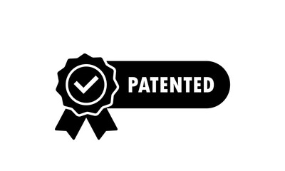 Patented icon. Registered intellectual property, patent license certificate submission. Vector on isolated white background. EPS 10 - obrazy, fototapety, plakaty