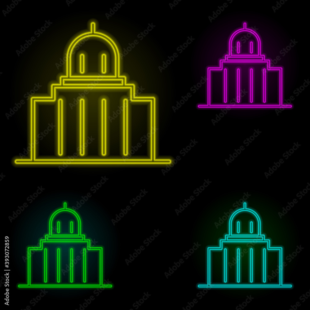 Poster city hall neon color set icon. simple thin line, outline vector of building landmarks icons for ui a