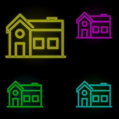 house neon color set icon. Simple thin line, outline vector of building landmarks icons for ui and ux, website or mobile application