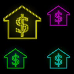 house price neon color set icon. Simple thin line, outline vector of building landmarks icons for ui and ux, website or mobile application