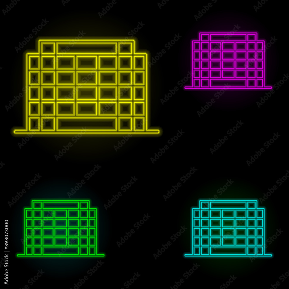Poster building neon color set icon. simple thin line, outline vector of building landmarks icons for ui an
