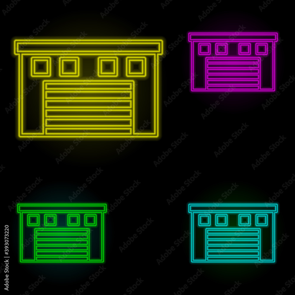 Poster auction neon color set icon. simple thin line, outline vector of building landmarks icons for ui and