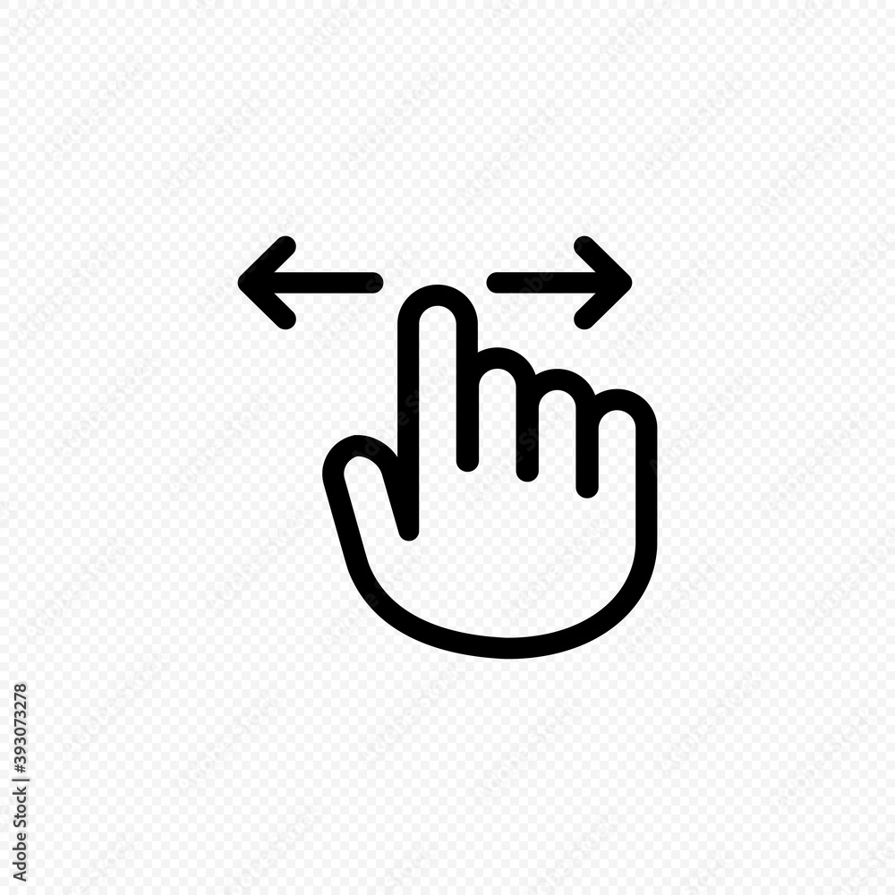 Poster hand cursor touch screen gestures icon. swipe to left and right icon. vector on isolated transparent