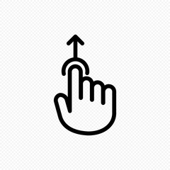 Hand cursor touch screen gestures icon. Swipe up icon. Vector on isolated transparent background. EPS 10