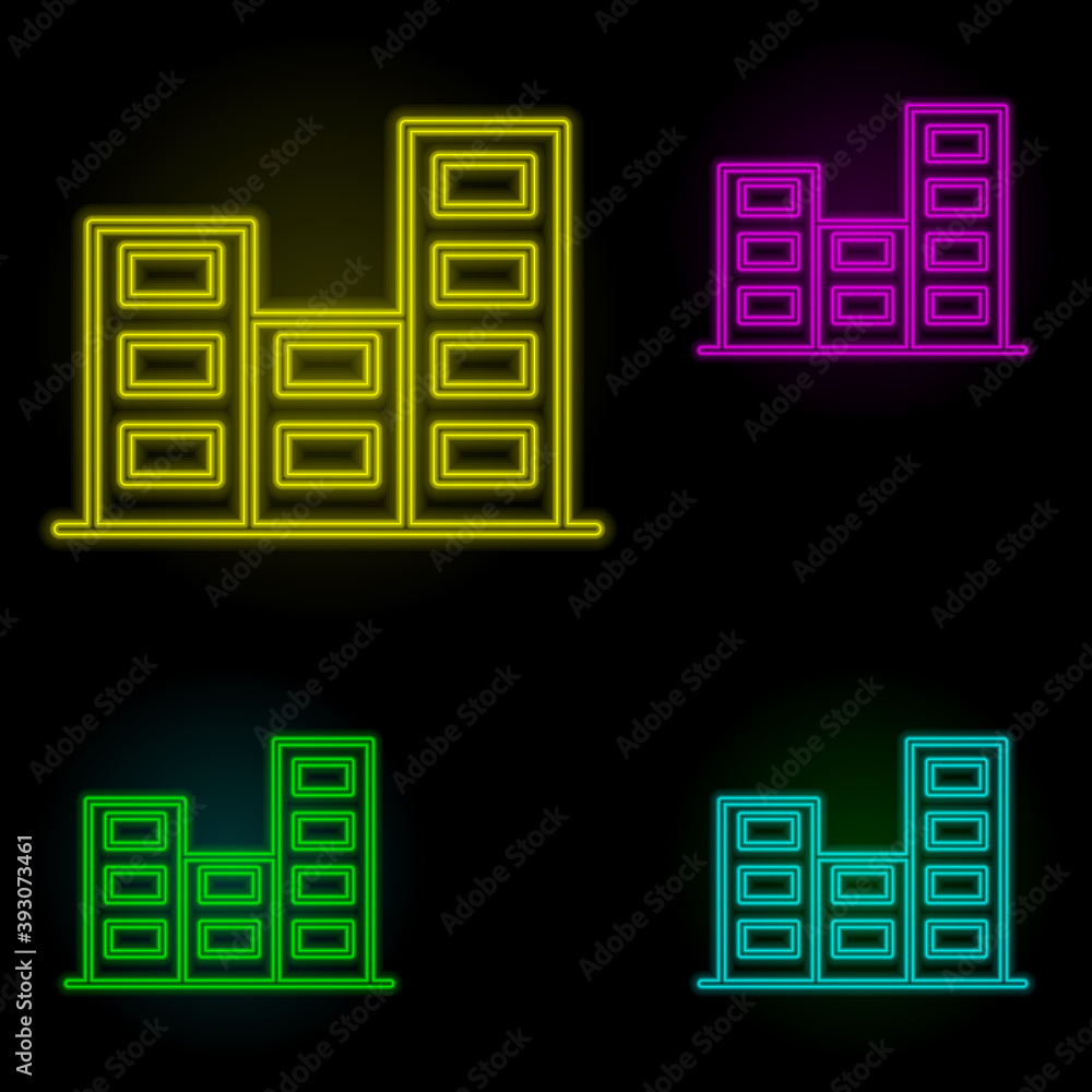 Poster apartment neon color set icon. simple thin line, outline vector of building landmarks icons for ui a