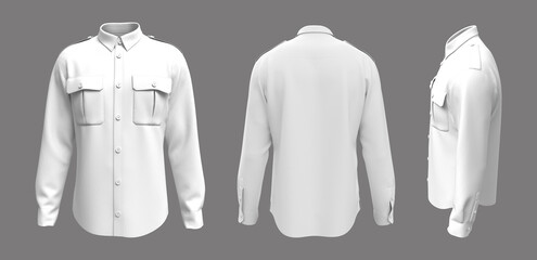 Men's longsleeves military shirt mockup. 3d rendering, 3d illustration