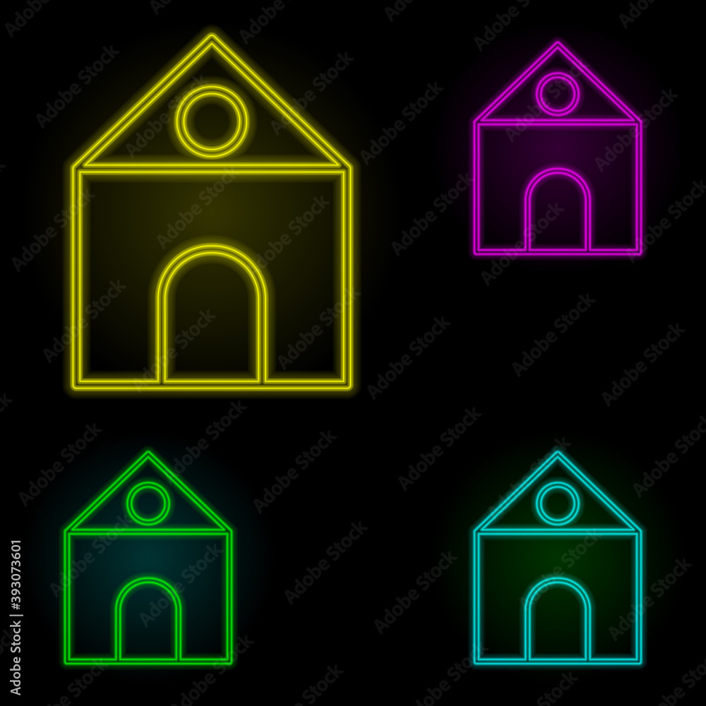 Poster hospital neon color set icon. simple thin line, outline vector of building landmarks icons for ui an