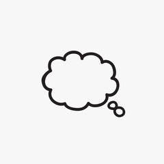 Think bubble isolated on gray background. Trendy think bubble in flat style. Modern template for social network and label. Creative thought balloon. Cloud line art, vector illustration