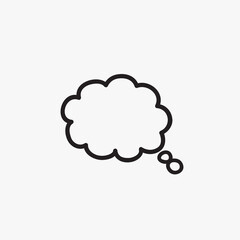Think bubble isolated on gray background. Trendy think bubble in flat style. Modern template for social network and label. Creative thought balloon. Cloud line art, vector illustration