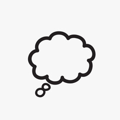 Think bubble isolated on gray background. Trendy think bubble in flat style. Modern template for social network and label. Creative thought balloon. Cloud line art, vector illustration