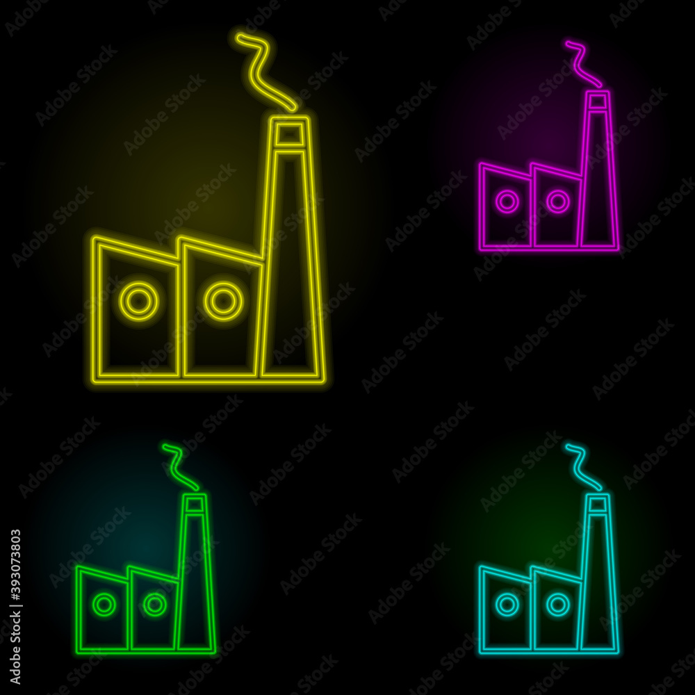 Aufkleber house add neon color set icon. simple thin line, outline vector of building landmarks icons for ui a