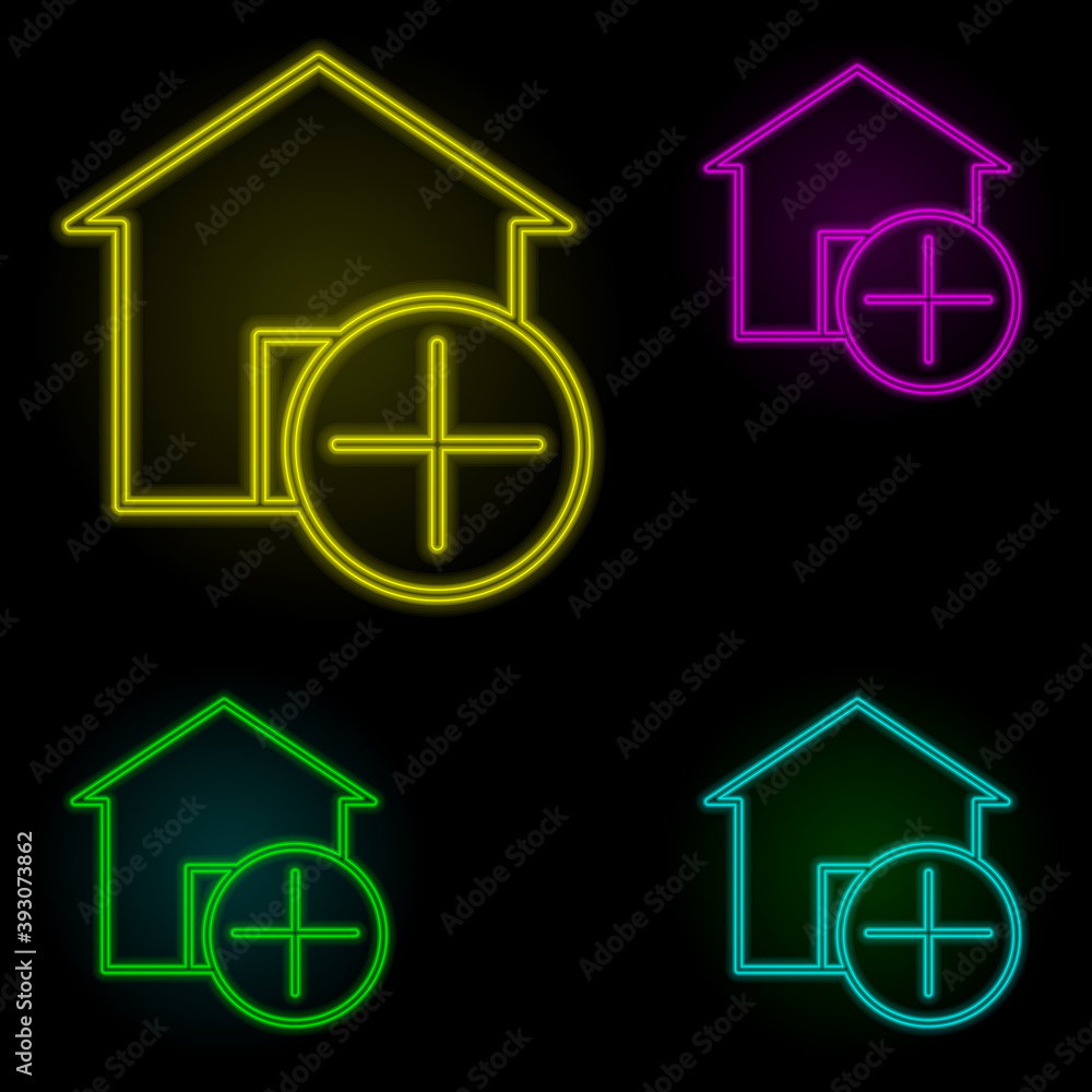 Poster placeholder neon color set icon. simple thin line, outline vector of building landmarks icons for ui