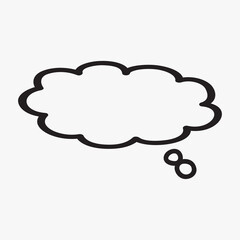 Think bubble isolated on gray background. Trendy think bubble in flat style. Modern template for social network and label. Creative thought balloon. Cloud line art, vector illustration