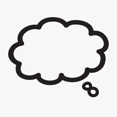 Think bubble isolated on gray background. Trendy think bubble in flat style. Modern template for social network and label. Creative thought balloon. Cloud line art, vector illustration