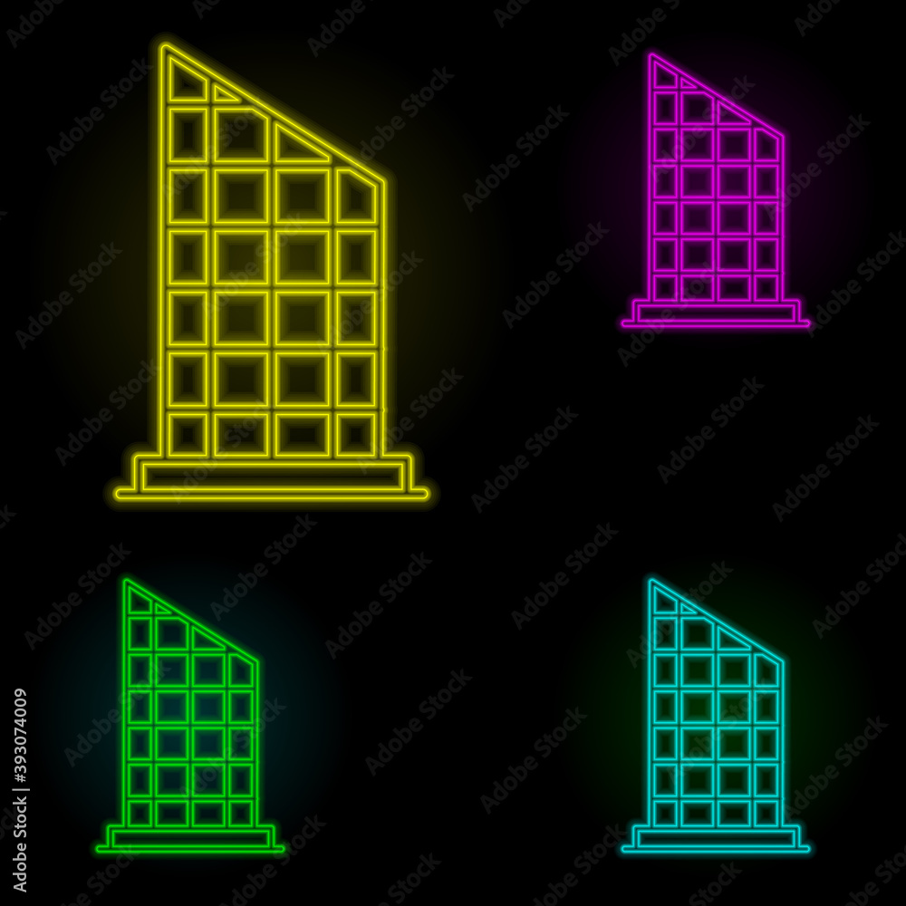 Poster university neon color set icon. simple thin line, outline vector of building landmarks icons for ui 