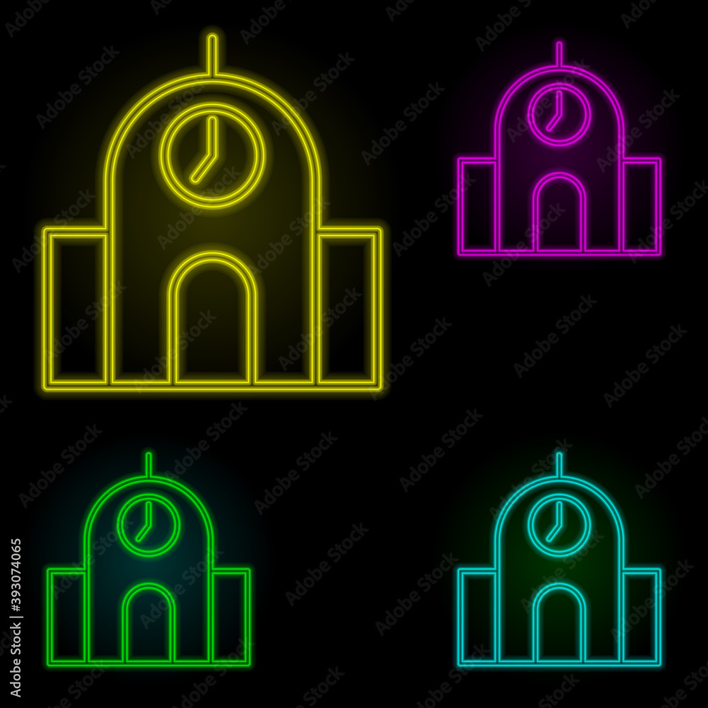 Poster silo neon color set icon. simple thin line, outline vector of building landmarks icons for ui and ux