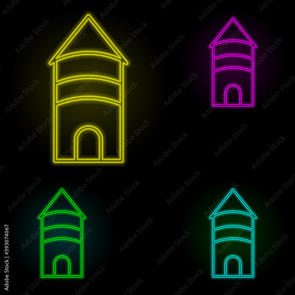 Poster building neon color set icon. simple thin line, outline vector of building landmarks icons for ui an