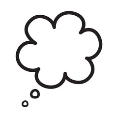 Think bubble isolated on white background. Trendy think bubble in flat style. Modern template for social network and label. Creative thought balloon. Cloud line art, vector illustration