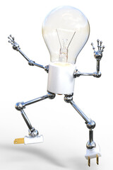 Freudensprung, Glühbirne Männchen 3d