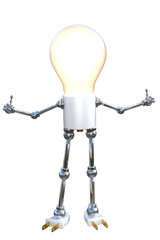 Glühbirne Männchen 3d, Daumen hoch, Roboter